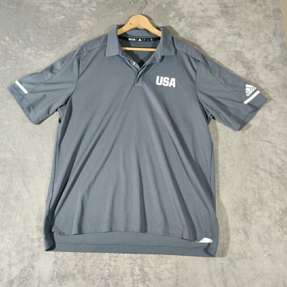 Adidas Shirt Mens XL‎ Gray Icon USA Coach Climalite Polo Vented Back Activewear - Picture 1 of 10